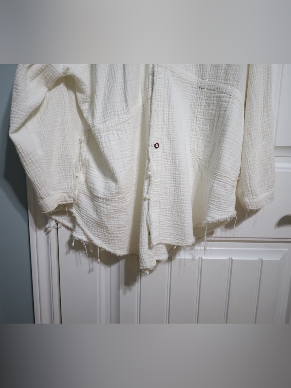 FREE PEOPLE SUMMER DAYDREAM COTTON BUTTON DOWN TOP WOMENS SIZE LARGE - Picture 8 of 14